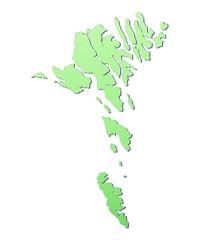 Faroe Islands map filled with light green gradient