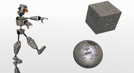 robot zombie walk with 2 props for design purposes