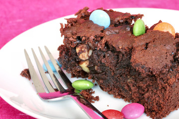 Chocolate Brownie with multicolored sweets