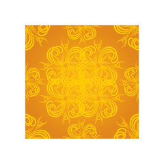 Tattoo inspired seamless background in orange and yellow