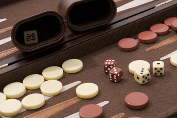 Closeup of Backgammon Set.