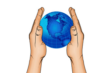 hands and world globe 6