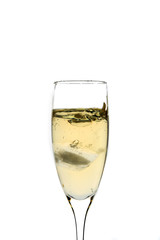 Glass of champagne with ice