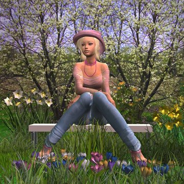 Springtime Girl with background