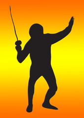 Obraz premium fencing silhouette