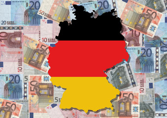 Map and flag of Germany with euros