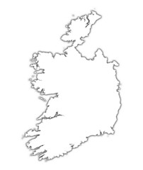 Ireland outline map with shadow
