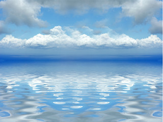 Plakat refleksje chmur na morzu