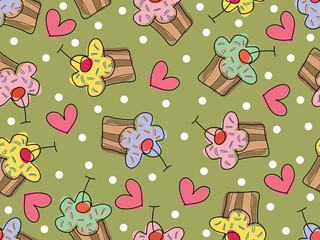 i love cupcakes (vector) - seamless tile pattern