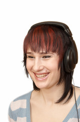 The young woman in ear-phones