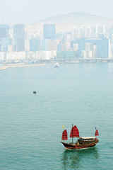 Tourist Junk in Victoria Harbor, Hong Kong