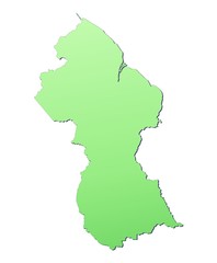 Guyana map filled with light green gradient