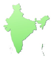 India map filled with light green gradient