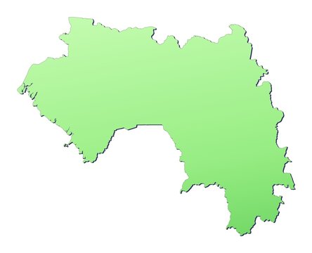 Guinea map filled with light green gradient