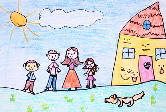 Happy Family - Crayon Drawing