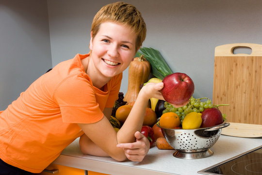 Woman with apple