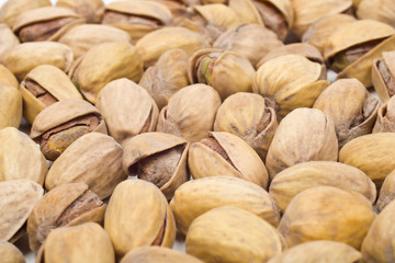 A pile of pistachios