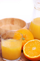 Orange juice on the white background