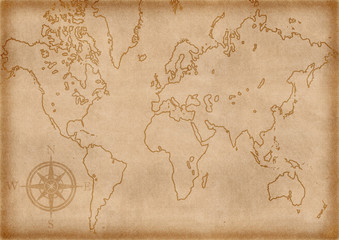 Fototapeta na wymiar Komputer generowane starą mapę świata