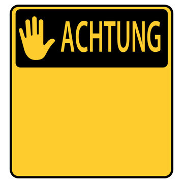 Schild Achtung - Gelb mit Hand