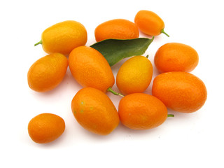 Kumquats or cumquats isolated on white background 