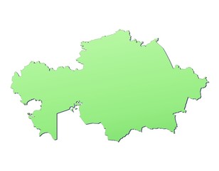 Kazakhstan map filled with light green gradient