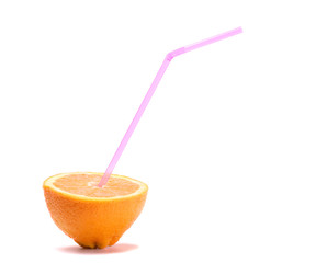 Orange with straw