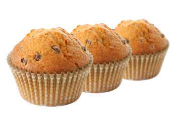 Tasty muffins isolated on white background