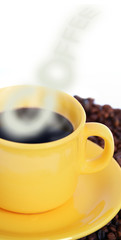 Hot cup of coffee with smoke COFFEE