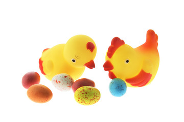 Toy Chicks and Easter Eggs