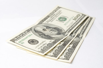 American Dollars paper money, isolated on white background