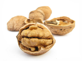 Walnut broken isolated on white background