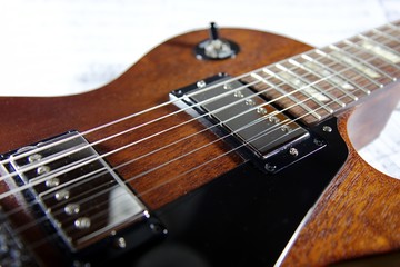 a detail of a  guitar pickup