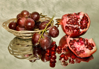Still Life with Grapes and grenades