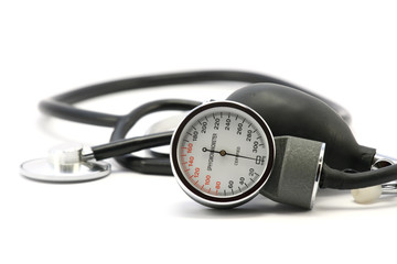 sphygmomanometr and stethoscope