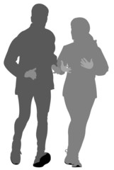 jogging couple silhouette 