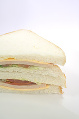 Ham Cheese Sandwich on White Plate