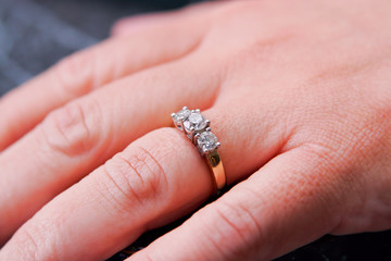 engagement ring on a woman's hand