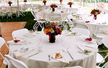 wedding table decorated for reception