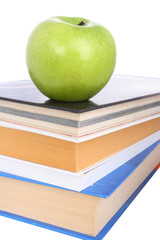 School books with apple