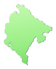Montenegro map filled with light green gradient