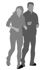 jogging couple silhouette 