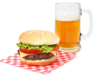 hamburger and beer