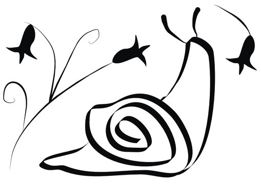 decorative snail surrounded by flowers