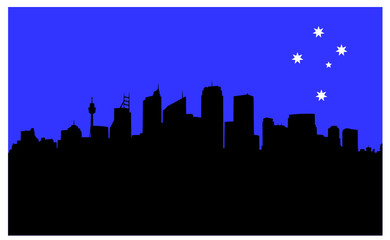 Skyline Sydney - weißes Kreuz