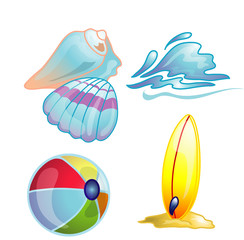 Beach icon set illustration
