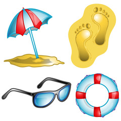 Beach icon set illustration