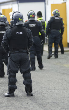 Uk Police Officers In Riot Gear