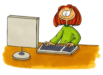 Business Comics Nummer 1 - Frau vor Computer