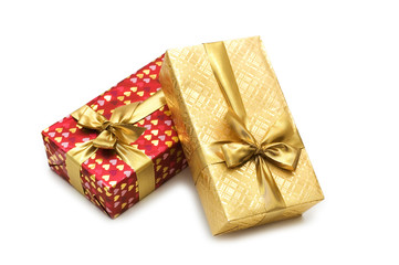 Two giftboxes isolated on the white background
